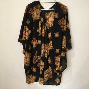 Tiger Print Kimono Black & Gold Size S/M